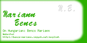 mariann bencs business card